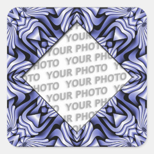 Kaleidoskop frameART - blau + Ihr Foto Quadratischer Aufkleber