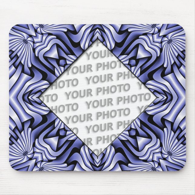 Kaleidoskop frameART - blau + Ihr Foto & Text Mousepad (Vorne)