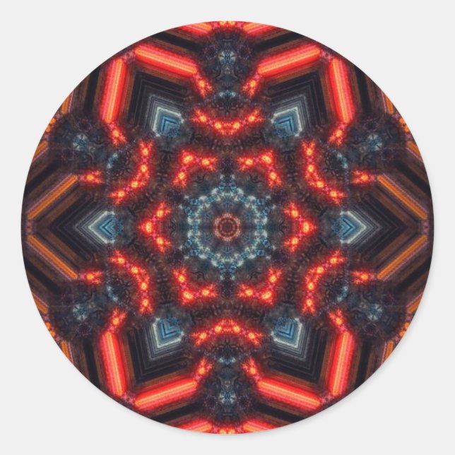 Kaleidoskop, geometrische Kunst Runder Aufkleber (Vorderseite)