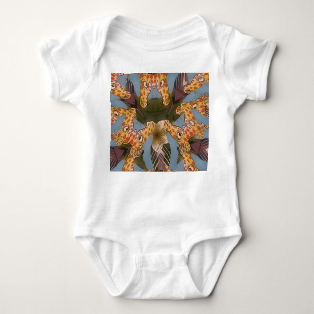 Kaleidoskop Giraffe Mandala: Abstrakte Safari Art Baby Strampler (Vorderseite)