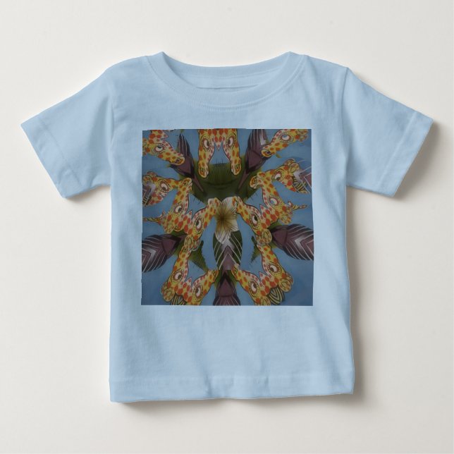Kaleidoskop Giraffe Mandala: Abstrakte Safari Art Baby T-shirt (Vorderseite)