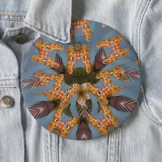 Kaleidoskop Giraffe Mandala: Abstrakte Safari Art Button (Beispiel)