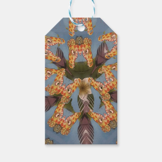 Kaleidoskop Giraffe Mandala: Abstrakte Safari Art Geschenkanhänger (Vorderseite)