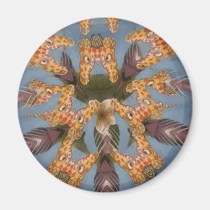 Kaleidoskop Giraffe Mandala: Abstrakte Safari Art Magnet