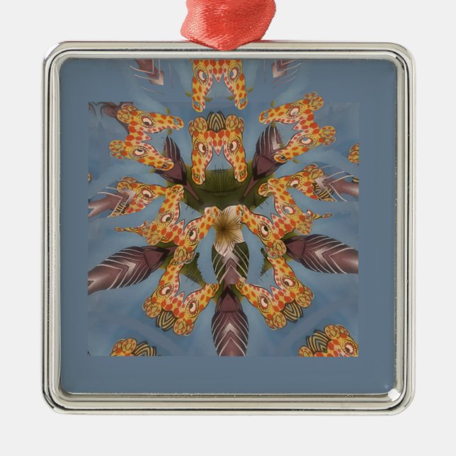 Kaleidoskop Giraffe Mandala: Abstrakte Safari Art Ornament Aus Metall (Vorne)