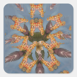 Kaleidoskop Giraffe Mandala: Abstrakte Safari Art Quadratischer Aufkleber