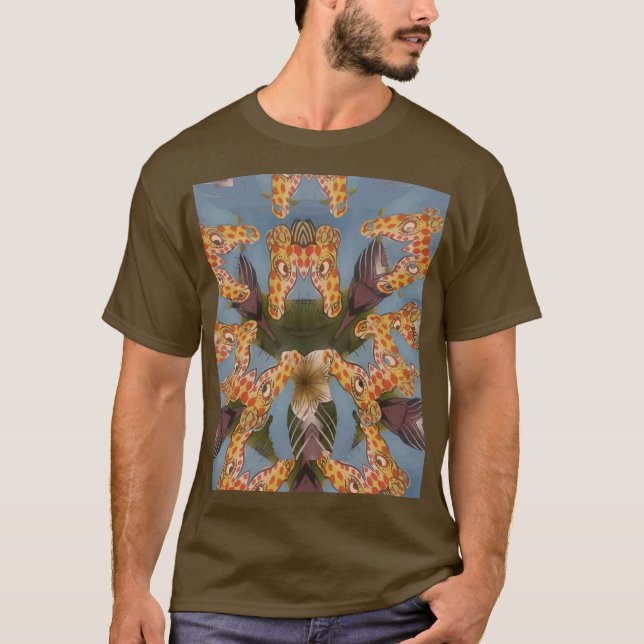 Kaleidoskop Giraffe Mandala: Abstrakte Safari Art T-Shirt (Vorderseite)