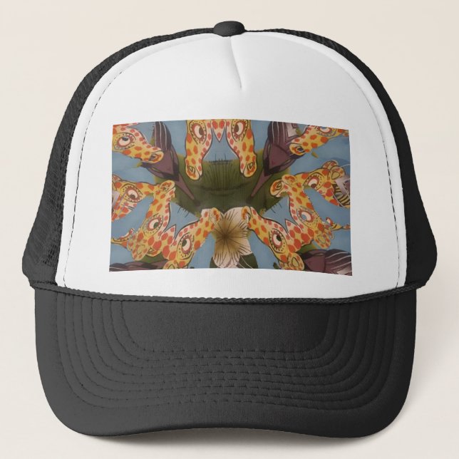 Kaleidoskop Giraffe Mandala: Abstrakte Safari Art Truckerkappe (Vorderseite)