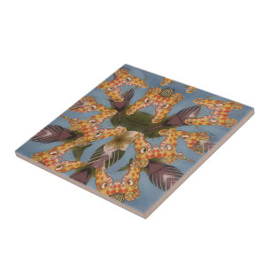 Kaleidoskop-Giraffen-Mandala: Abstrakte Safari-Kun Fliese