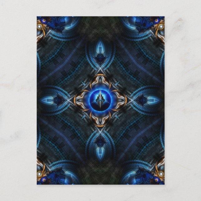 Kaleidoskop Golden Blue Postkarte (Vorderseite)