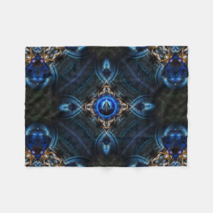 Kaleidoskop-goldene blaue Fleece-Decke Fleecedecke
