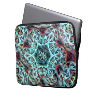Kaleidoskop in rauen Teilen, die Leder ähneln Laptopschutzhülle