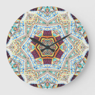 Kaleidoskop-Keramik: Abstrakte Oberflächentextur Große Wanduhr