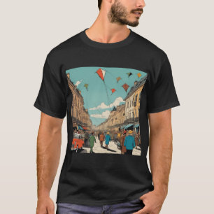 Kaleidoskop - Kite Festival im Stile von Pen & Ink T-Shirt