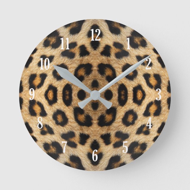 Kaleidoskop Leopard Fur Muster Runde Wanduhr (Vorderseite)