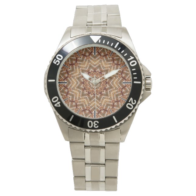 Kaleidoskop Light Brown Star Armbanduhr (Vorderseite)