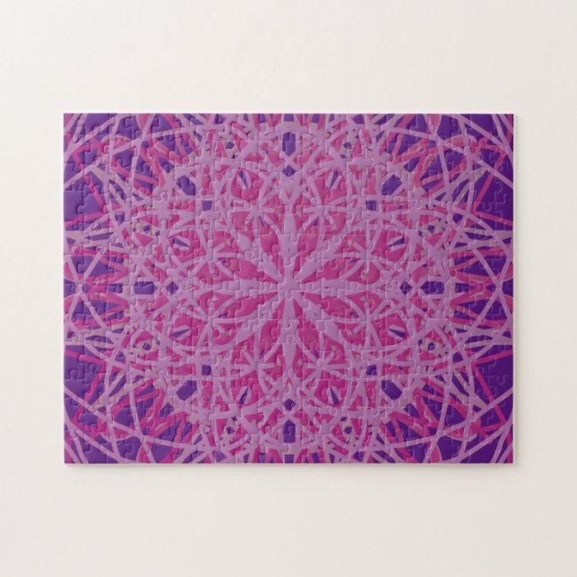 Kaleidoskop Mandala Art Blume Rosa Lila Puzzle (Horizontal)