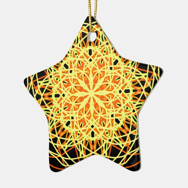 Kaleidoskop Mandala Art Energy Blumen Yellow Keramikornament (Links)