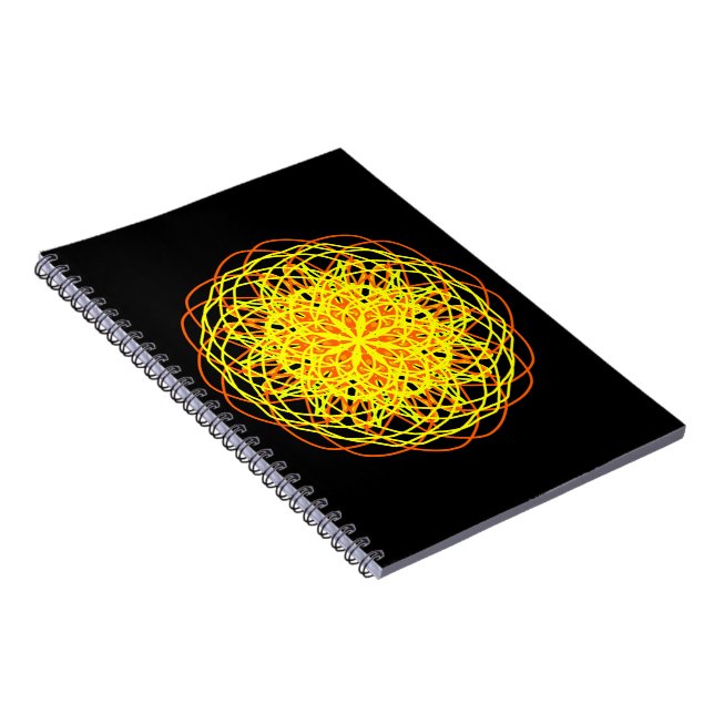 Kaleidoskop Mandala Art Energy Blumen Yellow Notizblock (Rechte Seite)