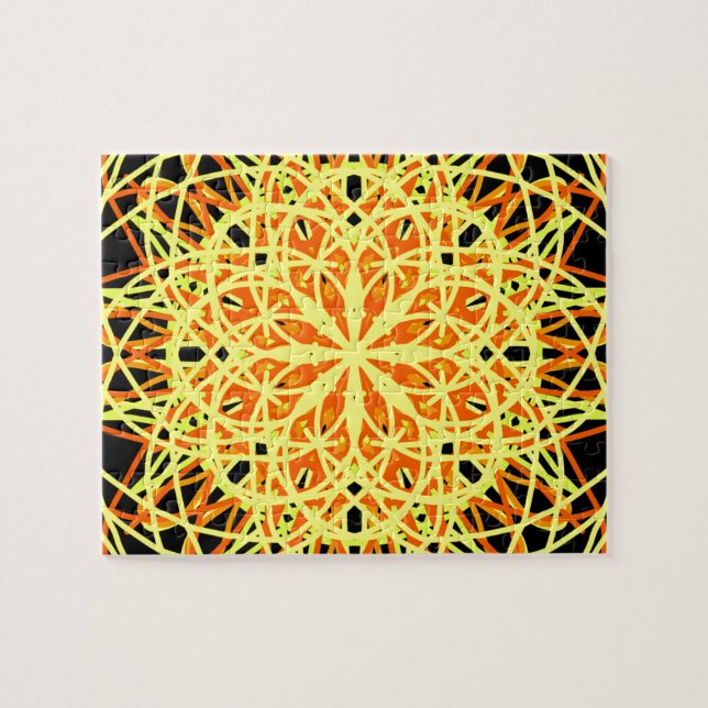 Kaleidoskop Mandala Art Energy Blumen Yellow Puzzle (Horizontal)