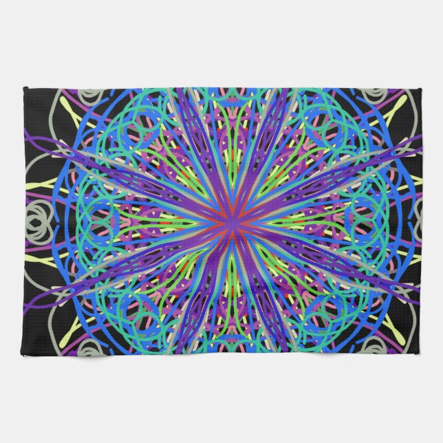 Kaleidoskop Mandala Art Joyful Colors Geschirrtuch (Horizontal)