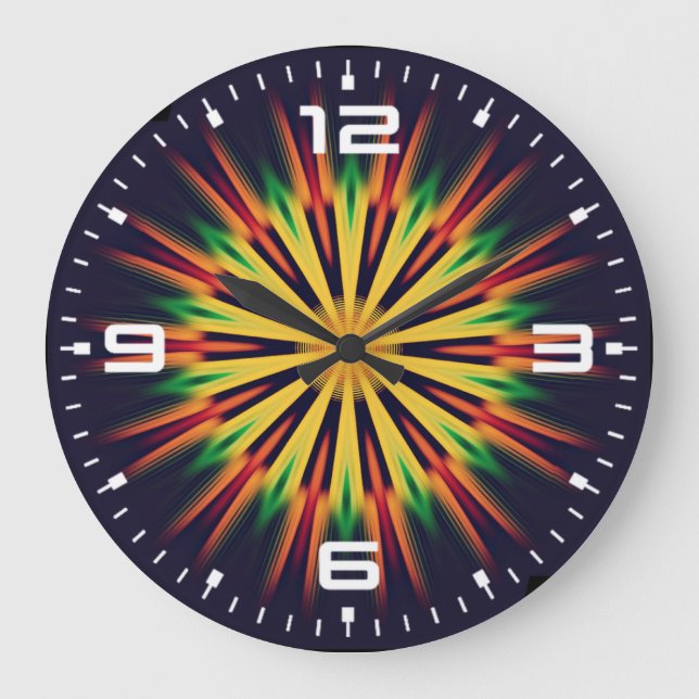 Kaleidoskop Mandala Blume-21855 Große Wanduhr (Vorderseite)