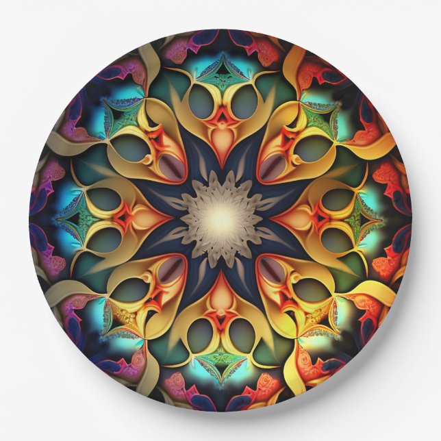 Kaleidoskop Mandala Blume Design-23091 Pappteller (Vorderseite)