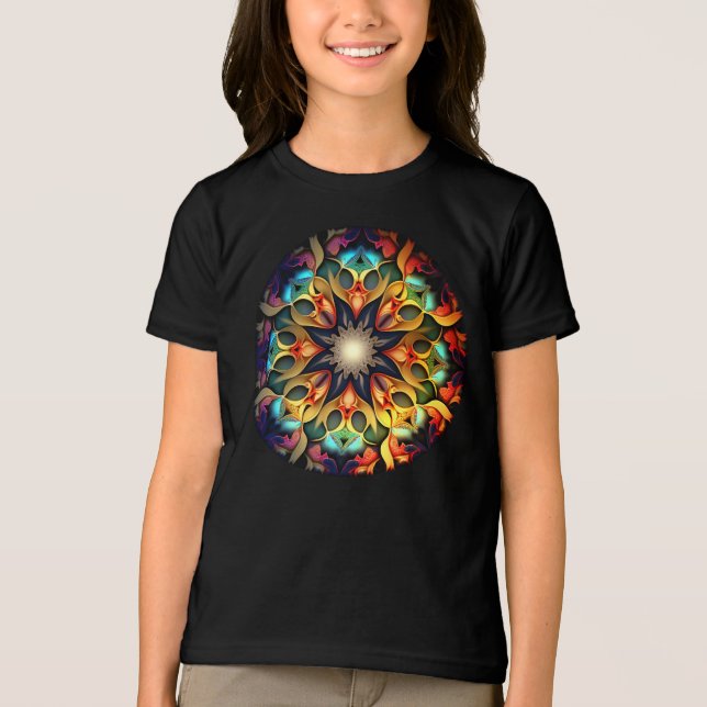 Kaleidoskop Mandala Blume Design-23091 Tri-Blend Shirt (Vorderseite)