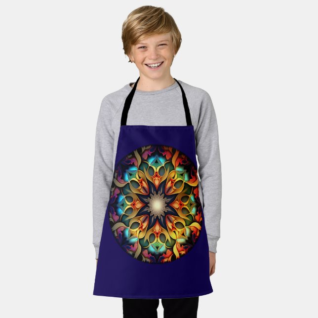 Kaleidoskop-Mandala-Blumendesign-23091 Schürze (Getragen)