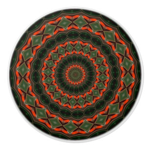 Kaleidoskop Mandala Keramik Knopf rot-grün Keramikknauf