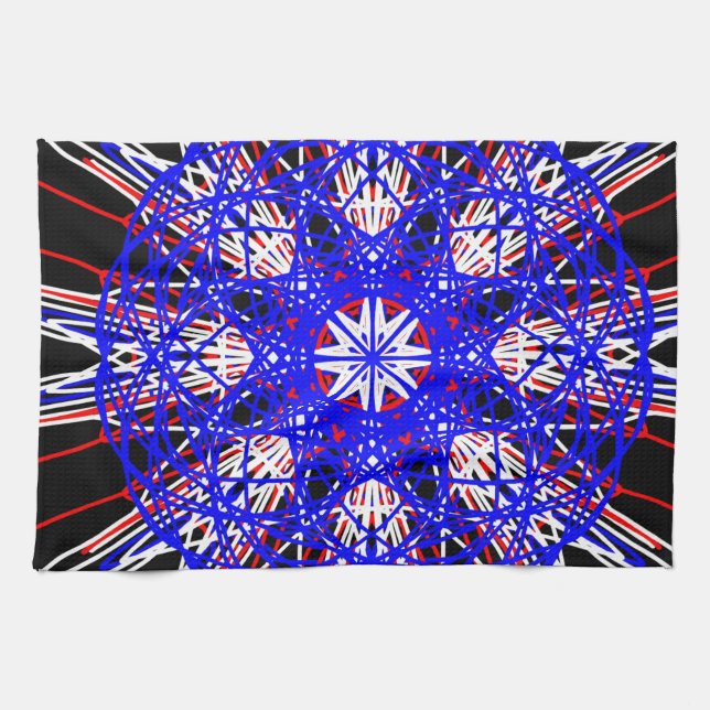 Kaleidoskop mandala kunst schwarz-weiß geschirrtuch (Horizontal)