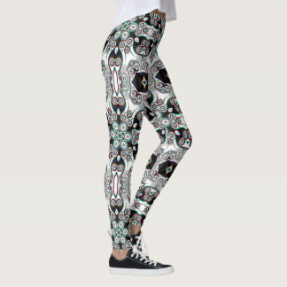 Kaleidoskop-Muster 4 - schwarz weiß Leggings