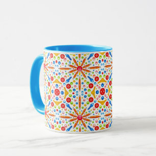 Kaleidoskop-Muster, blaue Trim, Tasse