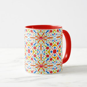 Kaleidoskop-Muster, roter Besatz, Tasse