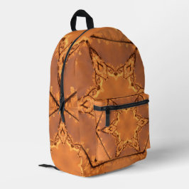 Kaleidoskop Orange Frost und Sterne Bedruckter Rucksack