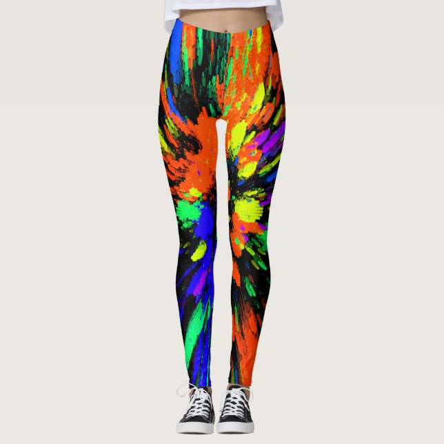 Kaleidoskop Orange Lila Gelb Leggings (Vorderseite)