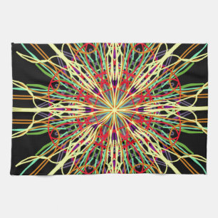 Kaleidoskop Orangengelb-grüne Blume Geschirrtuch