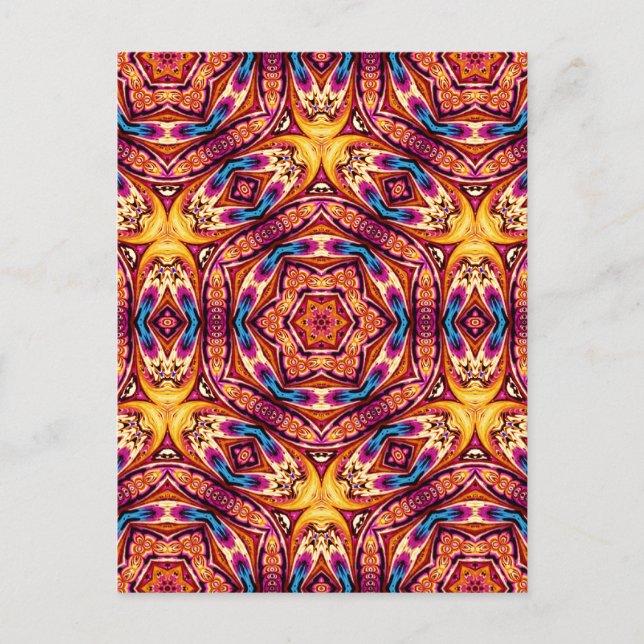 Kaleidoskop Postcard Blue und Cinnamon Brown Postkarte (Vorderseite)