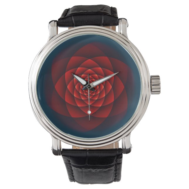 Kaleidoskop ROSE rot + Ihre Idee Armbanduhr (Vorderseite)
