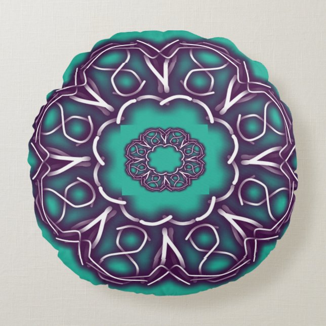 Kaleidoskop Rundes Kissen (Vorderseite)