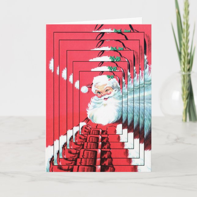 Kaleidoskop Santa - Vintage Kunstkarte Feiertagskarte (Vorderseite)
