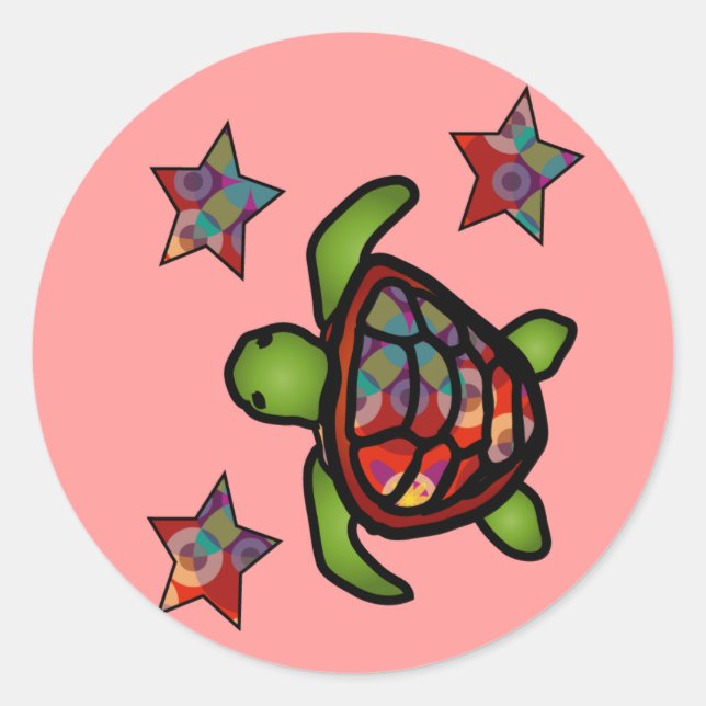 Kaleidoskop-Schildkrötensticker Runder Aufkleber (Vorderseite)