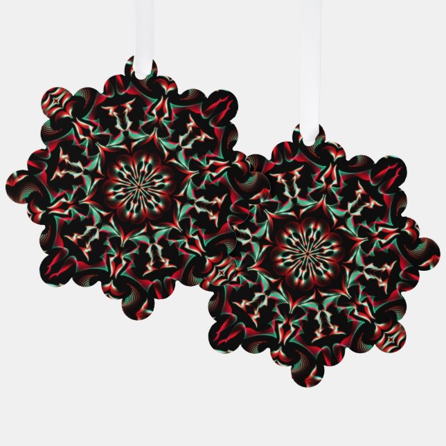 Kaleidoskop Schönes Muster Schwarz Rot Ornament Karte (Vorderseite/Rückseite)