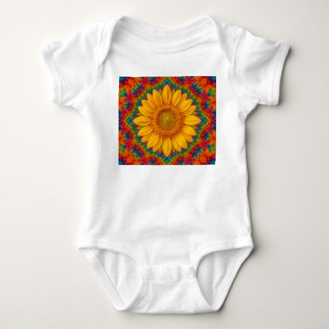 Kaleidoskop-Sonnenblume  Baby Strampler (Vorderseite)