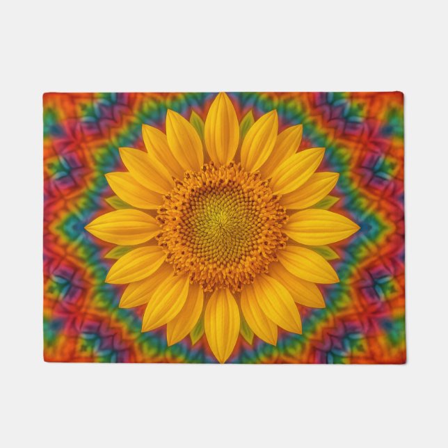 Kaleidoskop-Sonnenblume  Fußmatte (Vorderseite)