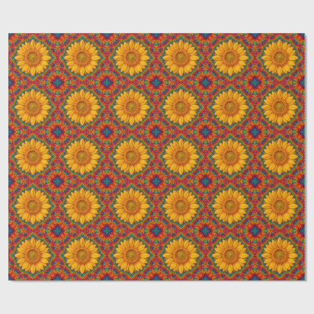 Kaleidoskop-Sonnenblume  Geschenkpapier (Flach)