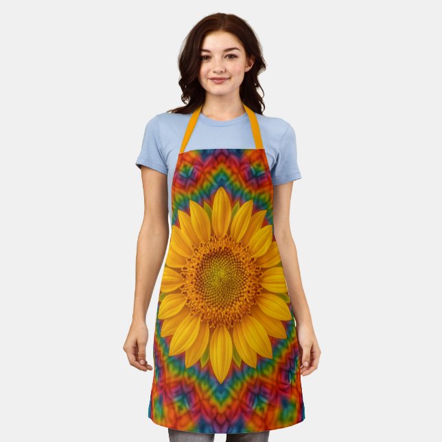 Kaleidoskop-Sonnenblume  Schürze (Getragen)