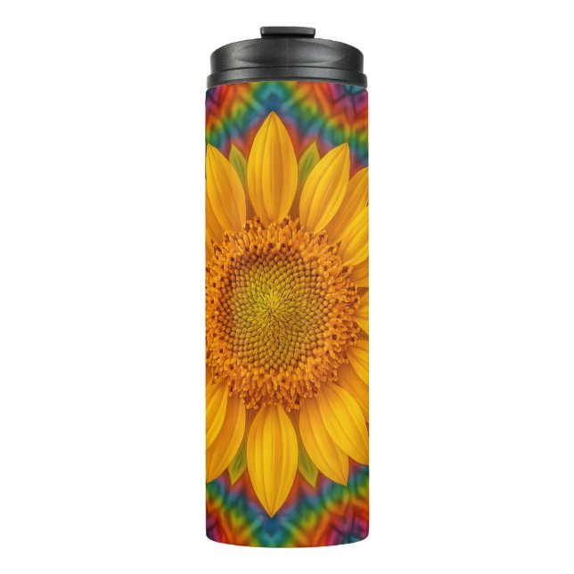 Kaleidoskop-Sonnenblume  Thermosbecher (Vorderseite)