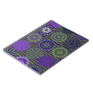 Kaleidoskop-Spaß, Lila-grünes Spiral-Notebook Notizblock