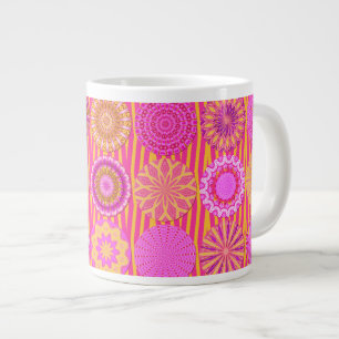 Kaleidoskop-Spaß, rosa-gelbe Jumbo-Tasse